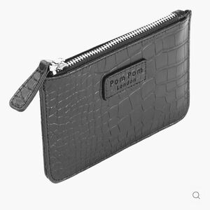 Pom Pom London Croc-Embossed Black Wallet